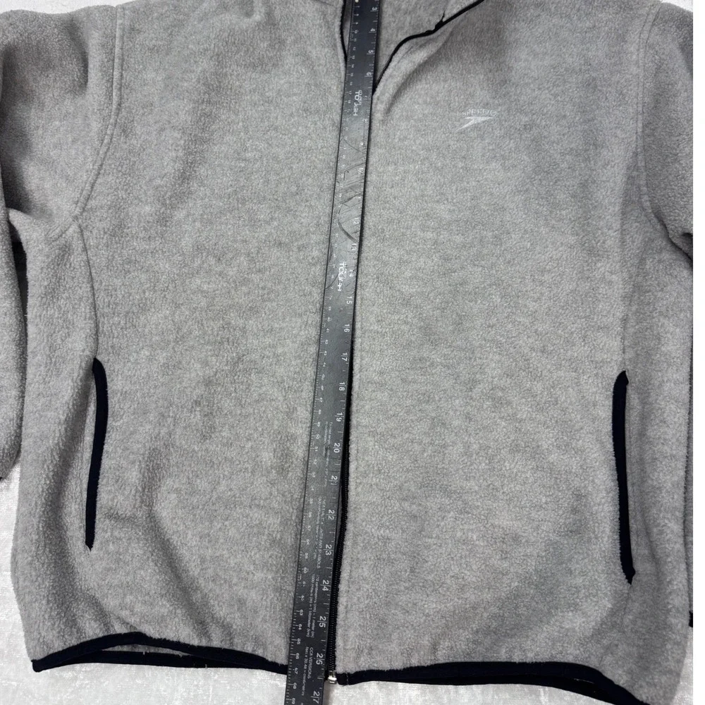 Speedo Fleece Jacket Women L Gray Full‎ Zip Mock Neck